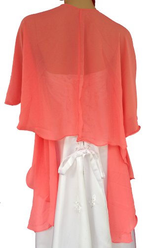 LadyMYP© Romantische Chiffon Rundstola, Schal für Abendkleid/Cocktailkleid, Hochzeit, viele Farbe zur Wahl (93: orange-pink) von LadyMYP