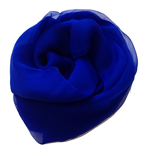LadyMYP 190cm*108cm Hochwertig schlicht leicht Seidenschal Stola aus 100% Seide mehr Farbig (kobaltblau) von LadyMYP