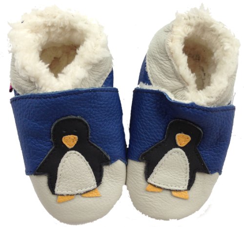 LadyMYP Baby Lederschuhe mit Fütterung Winterschuhe Krabbelschuhe Hauseschuhe: Pinguin NEU (M) von LadyMYP
