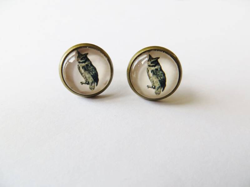 Eulen-Ohrringe Antike Messing Gerahmt Vogel Ohrstecker Eulen-Ohrringe Antike Messing Gerahmt Vogel Ohrstecker von LadyMangoJewellery