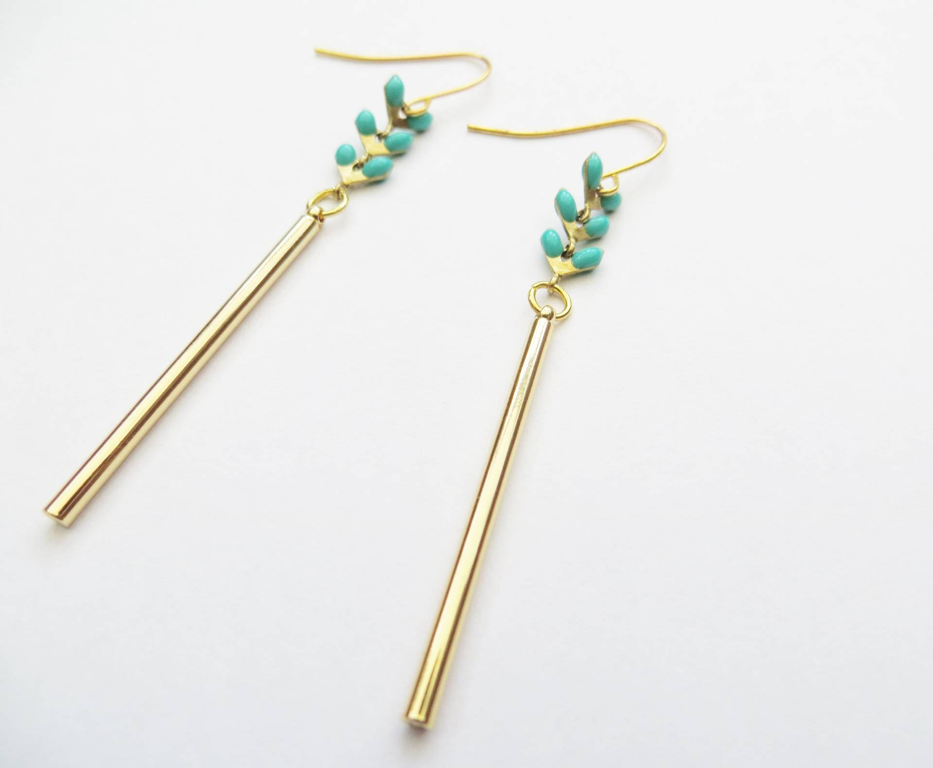 Vergoldete Türkis Chevron Tropfen Ohrringe Vergoldete Türkis Chevron Tropfen Ohrringe von LadyMangoJewellery