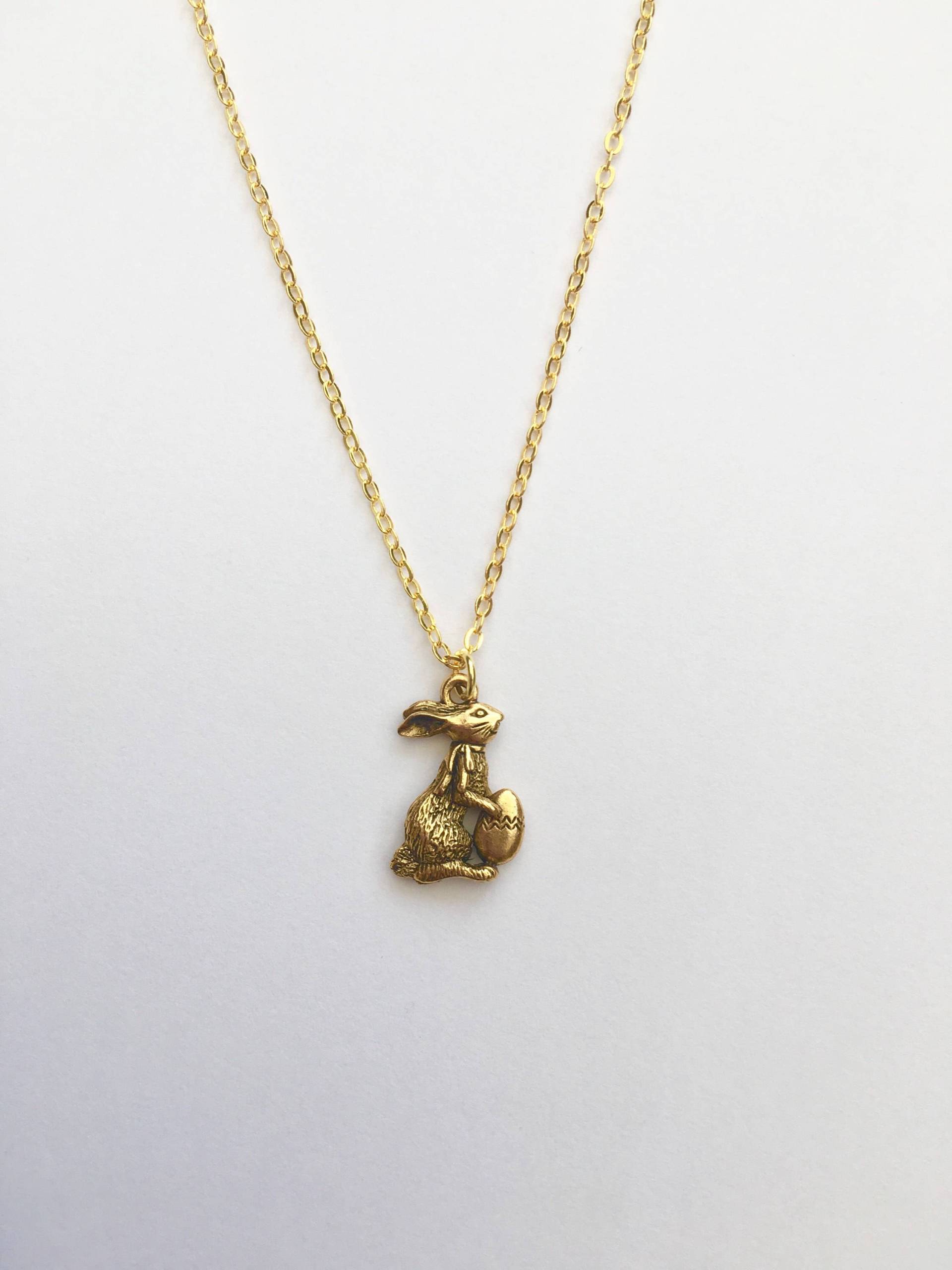 Goldene Osterhasen Kette Hase & Ei, Charm, Frühlingsschmuck Goldene Osterhasen Kette Hase & Ei, Charm, Frühlingsschmuck von LadyMangoJewellery