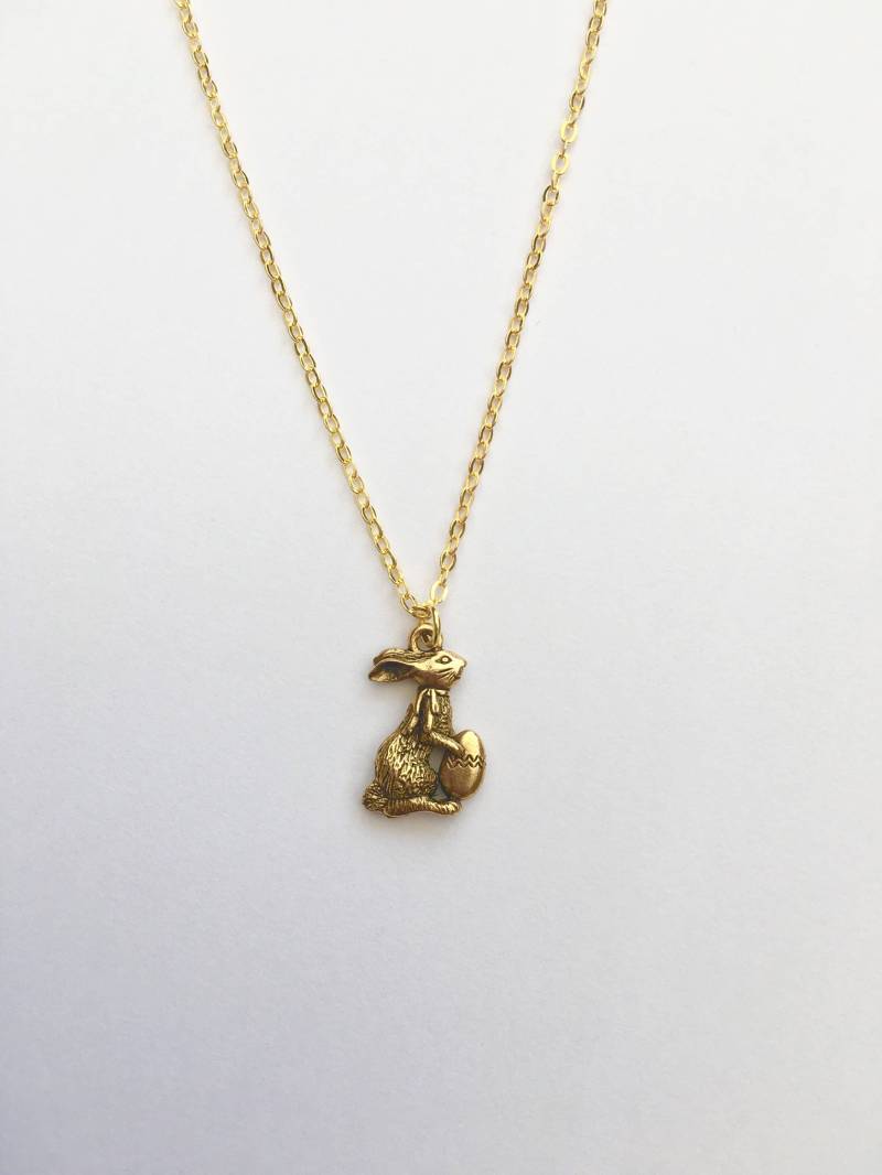 Goldene Osterhasen Kette Hase & Ei, Charm, Frühlingsschmuck Goldene Osterhasen Kette Hase & Ei, Charm, Frühlingsschmuck von LadyMangoJewellery