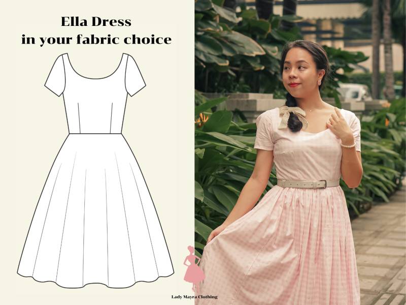 Ella Custom Made Kleid in Deiner Stoffwahl Vintage Brautjungfer 50Er Jahre Party Ballkleid Plus Size Kleidung Made To Order von LadyMayraClothing