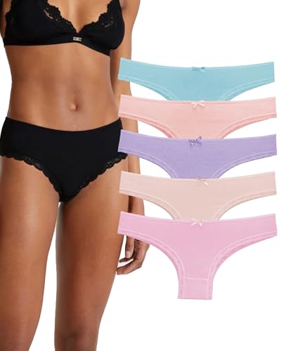 LadyMelex, Brazilian String, 5er-Pack, 100% weicher, angenehmer Stoff, helle und sanfte Farben, XXL von LadyMelex