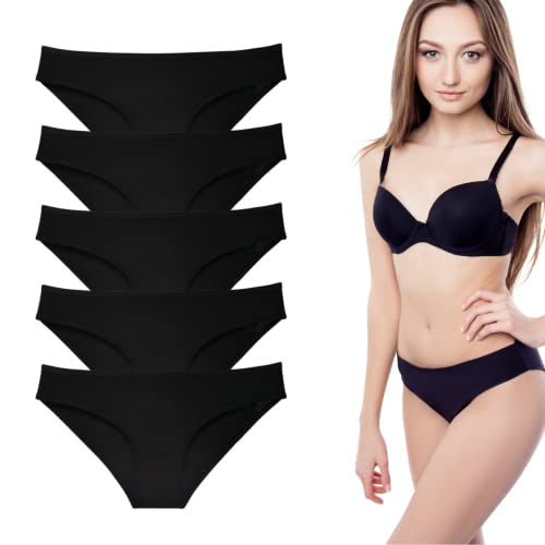 LadyMelex, Klassische Baumwoll Damen Höschen im 5er Pack, für den täglichen Gebrauch, Schwarz von LadyMelex