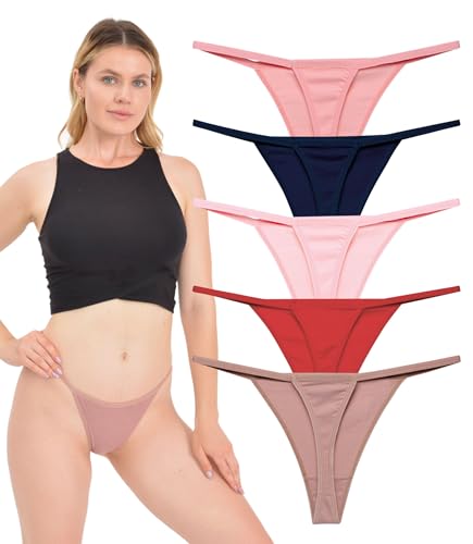 LadyMelex Damen Baumwolle Freizeit Unterwäsche G-String Tangas 5er-Packung, Nerz, M von LadyMelex