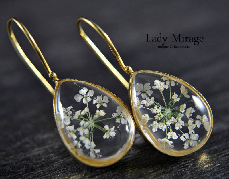 925 Silber, Echte Blüten Ohrringe, Earrings, Hängeohrringe, Tropfen, Nature Jewelry, Geburtstagsgeschenk Für Sie, Brautschmuck, Hochzeit von LadyMirageDesign