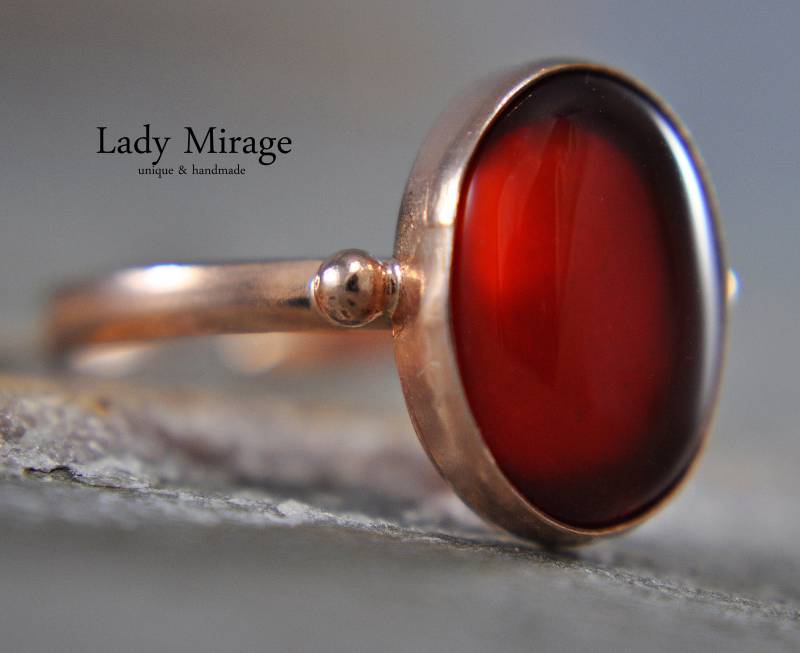 925 Sterling Silber Ring - Rosévergoldet Größenverstellbar Edelstein Achat Oval Geschenk Für Sie Schmuck Muttertagsgeschenk von LadyMirageDesign
