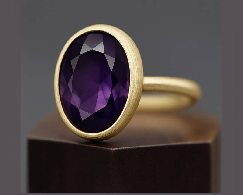 Elegante Damenring Gold Im Violetten Diamant-Look, Geburtssteinschmuck, Ovaler Stein Ring, Geschenke Geburtstag, Stilvolles Herbstgeschenk von LadyMirageDesign