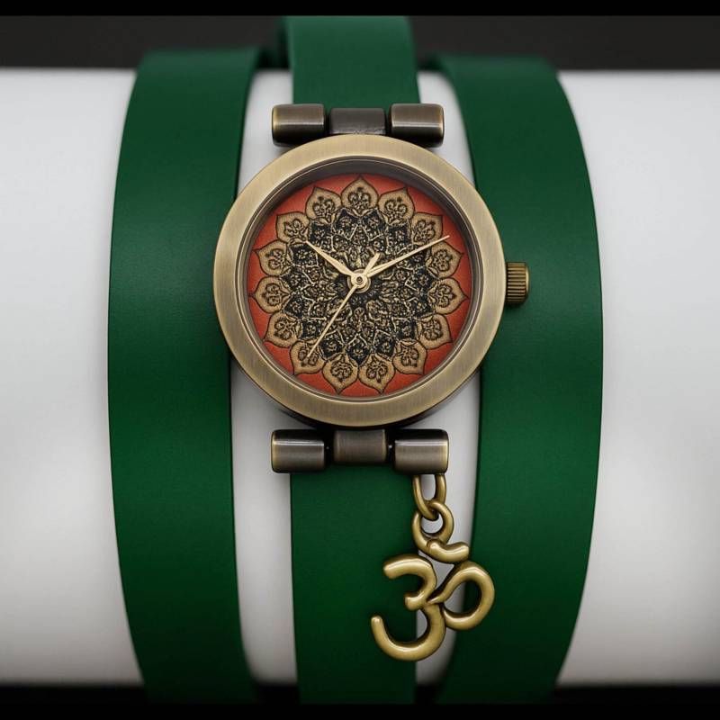 Ethno Armbanduhr Für Frauen Aus Leder Mit Om Anhänger, Yoga Geschenk Frau, Boho Geschenkideen Freundin, Einzigartiges Weihnachtsgeschenk von LadyMirageDesign