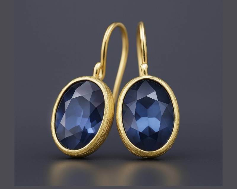 Hängeohrringe Gold - Funkelnde Zirkonia Kristall Ohrringe Geburtsstein September Elegant Saphir Blau- Hochzeit Braut Gift For Her von LadyMirageDesign