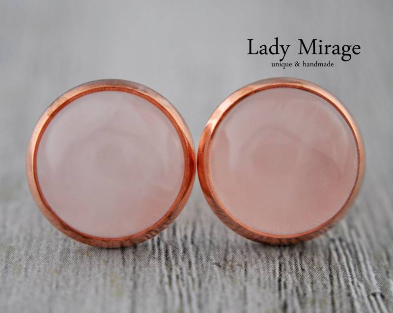 Edelstein Ohrstecker Mit Natürlichem Rosenquarz in Rosévergoldetem Edelstahl, Pink, Stud Earrings Women, Bridal Earrings, Hochzeitsgeschenk von LadyMirageDesign