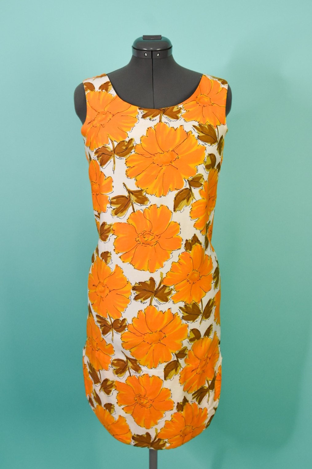 Vintage 1960Er Jahre Mitteloranges Hawaii-Pulloverkleid von LadyRockwellsVintage