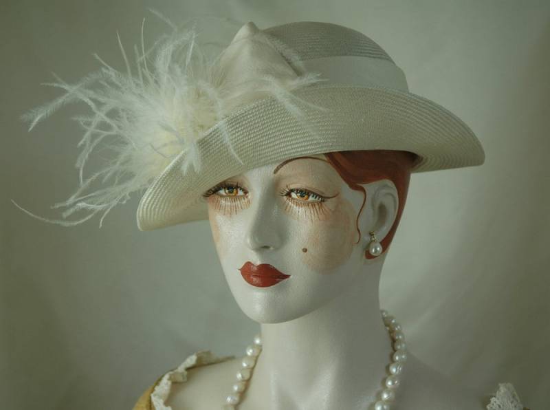 Elfenbein Strohhut, Große Gatsby Hut, 1920Er Jahre Braut Hochzeit Hut Elfenbein Strohhut, Große Gatsby Hut, 1920Er Jahre Braut Hochzeit Hut von LadySalisbury