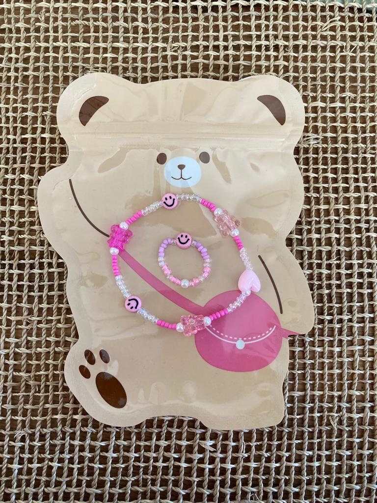 Bärchen-Smiley Armband/Ringset von LadySmileShop
