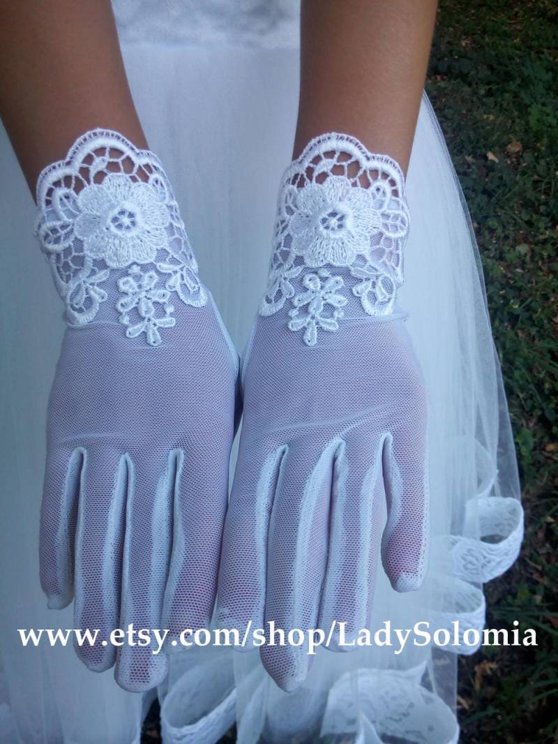 Handschuhe Für Die Erste Kommunion, Kleine Mädchenhandschuhe, Partyhandschuhe von LadySolomia