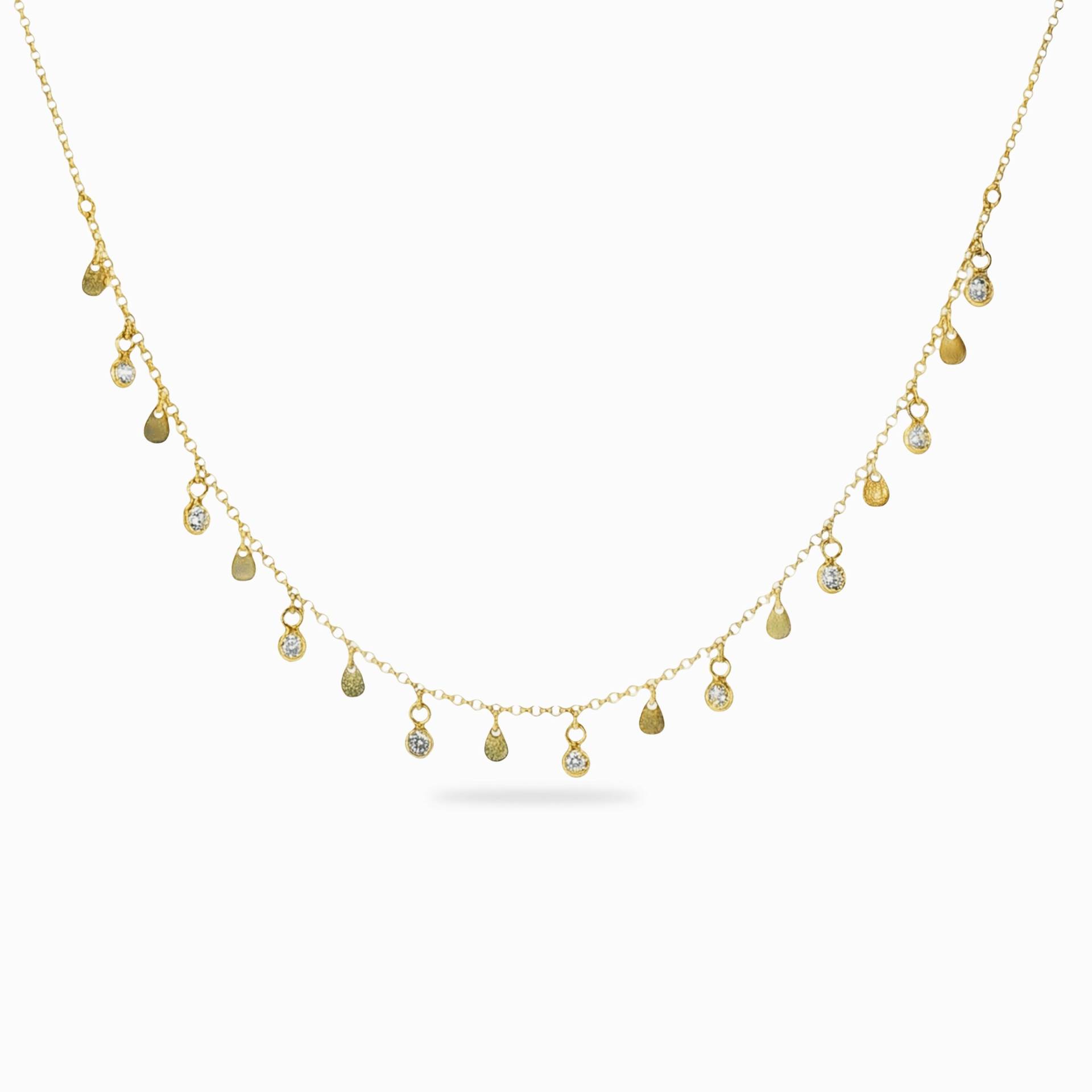 Charm-Halskette Mit Zirkonen, Silberplattiert Gelbgold, 45 cm Lang von LadyTaty