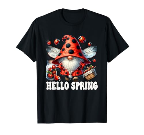 Hello Spring Gnome For Women Ladybug Mom Who Loves Ladybugs T-Shirt von Ladybug Gifts For Women Unique Spring Gnome Stuff