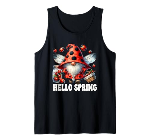 Hello Spring Gnome For Women Ladybug Mom Who Loves Ladybugs Tank Top von Ladybug Gifts For Women Unique Spring Gnome Stuff