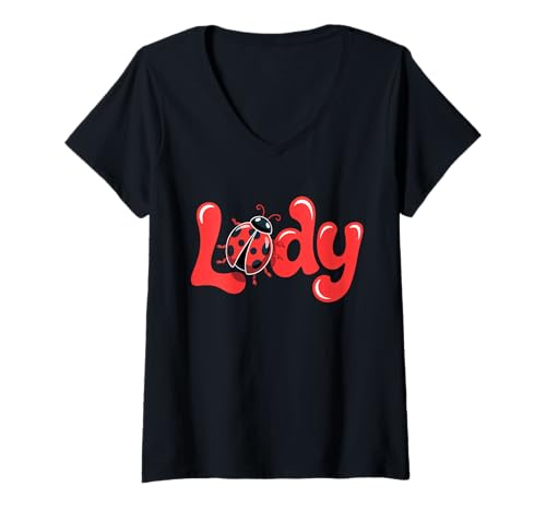 Damen Ladybugs Nature Lover Insektenfächer Entomophile Adorabl Ladybug T-Shirt mit V-Ausschnitt Damen Ladybugs Nature Lover Insektenfächer Entomophile Adorabl Ladybug T-Shirt mit V-Ausschnitt von Ladybug Lover