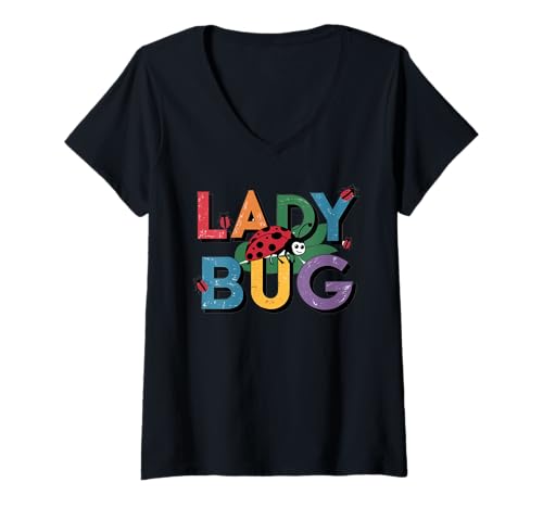 Damen Niedliche Marienkäfer-Kunst für Männer, Frauen, Kinder, Insekten, Käfer, Marienkäfer-Liebhaber T-Shirt mit V-Ausschnitt Damen Niedliche Marienkäfer-Kunst für Männer, Frauen, Kinder, Insekten, Käfer, Marienkäfer-Liebhaber T-Shirt mit V-Ausschnitt von Ladybug