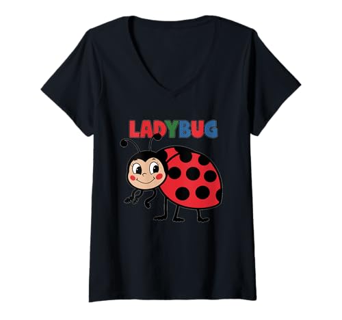 Damen Niedliche Marienkäfer-Kunst für Männer, Frauen, Kinder, Insekten, Käfer, Marienkäfer-Liebhaber T-Shirt mit V-Ausschnitt von Ladybug