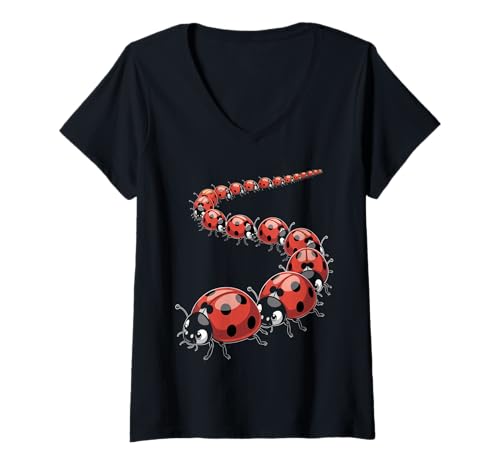 Damen Entzückende Marienkäfer Insectology Entomophile Käfer Sammler T-Shirt mit V-Ausschnitt Damen Entzückende Marienkäfer Insectology Entomophile Käfer Sammler T-Shirt mit V-Ausschnitt von Ladybugs Art For Boy Girl Kid