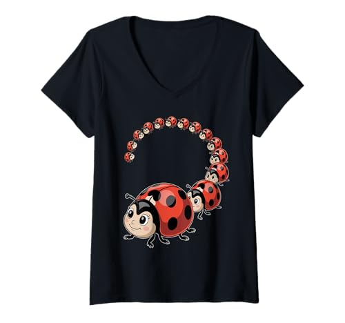 Damen Entzückende Marienkäfer Insectology Entomophile Käfer Sammler T-Shirt mit V-Ausschnitt Damen Entzückende Marienkäfer Insectology Entomophile Käfer Sammler T-Shirt mit V-Ausschnitt von Ladybugs Art For Boy Girl Kid