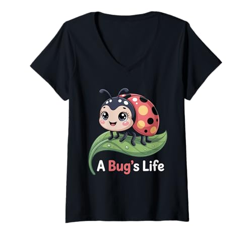 Damen Entzückende Marienkäfer Insectology Entomophile Käfer Sammler T-Shirt mit V-Ausschnitt Damen Entzückende Marienkäfer Insectology Entomophile Käfer Sammler T-Shirt mit V-Ausschnitt von Ladybugs Art For Boy Girl Kid