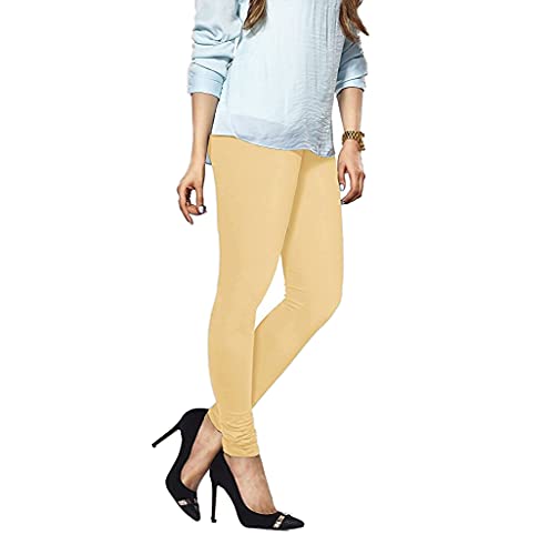 Ladyline Churidar Ultra Soft Premium Baumwolle Leggings Extra Lang Uni Workout Yoga Leggings Indianer Gr. One size , hautfarben von Ladyline