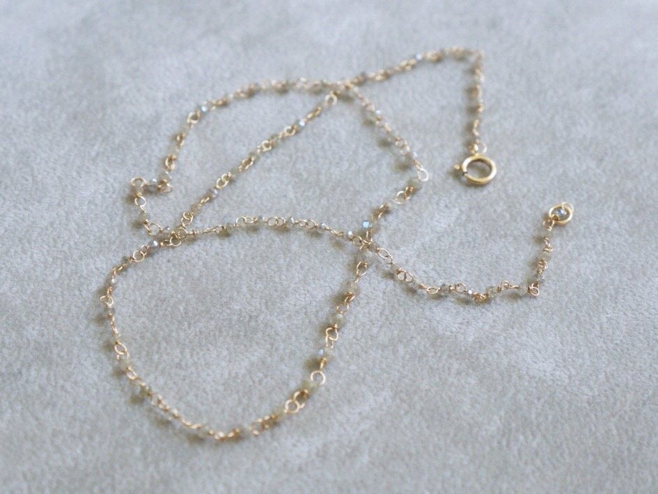 Dainty Diamond Halskette-Natural Grey Diamond, Entirely Hand Wired Solid 14K Dainty Diamond Halskette-Natural Grey Diamond, Entirely Hand Wired Solid 14K von LadyoftheCamellia