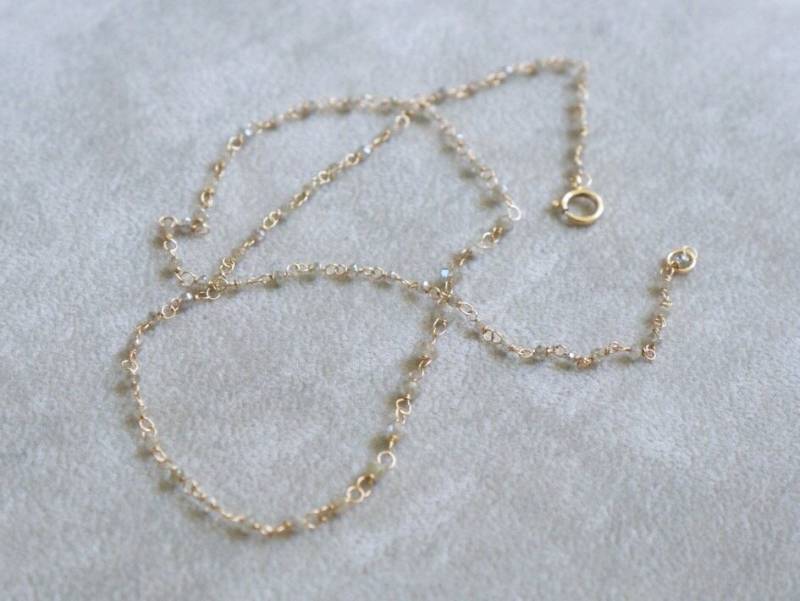 Dainty Diamond Halskette-Natural Grey Diamond, Entirely Hand Wired Solid 14K Dainty Diamond Halskette-Natural Grey Diamond, Entirely Hand Wired Solid 14K von LadyoftheCamellia