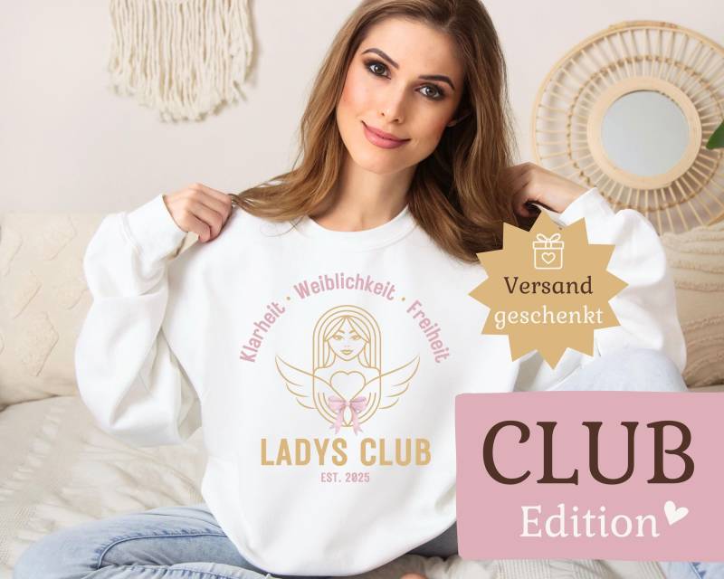 Damen Sweatshirt College Style Frauen Pullover Pulli Statement Edition Schleife Engel Selbstliebe Geschenkidee Geschenk Freundin Ladys Club von LadysClub