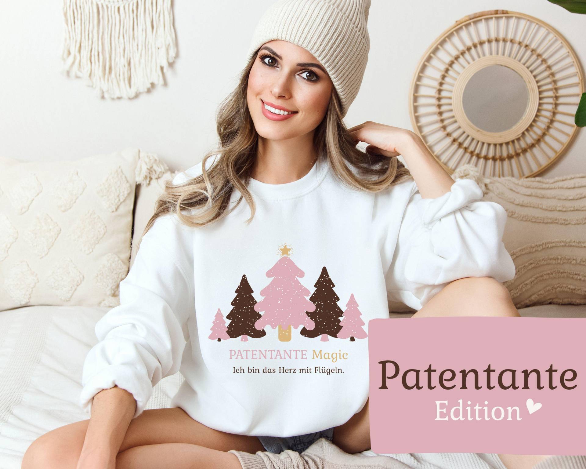 Patentante Magic Sweatshirt Weihnachtspullover Frau Pullover Weihnachtsbaum Tannenbaum Selbstliebe Geschenkidee Taufe Weihnachten Ladys Club von LadysClub