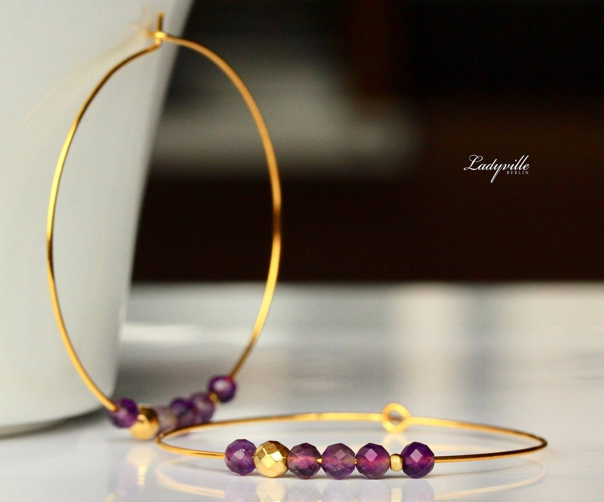 Amethyst Creole Ohrringe Edelstein Perlen Geschenk Für Sie Geburtsstein Februar Schmuck Geburtstagsgeschenk Frauen von Ladyville