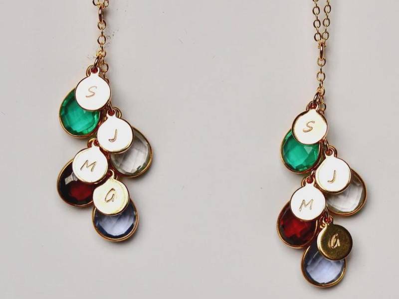 Geburtsstein Personalisierter Edelstein Charm Kette Mit Anhänger Als Persönlicher Geschenk Für Sie von Ladyville