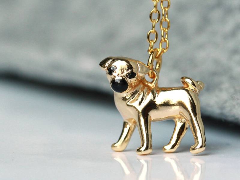 Kette Hund Mops Sterlingsilber Vergoldeter Tierschmuck Als Geschenk Für Sie Hundeschmuck Bulldogge Besonderer Haustierschmuck von Ladyville