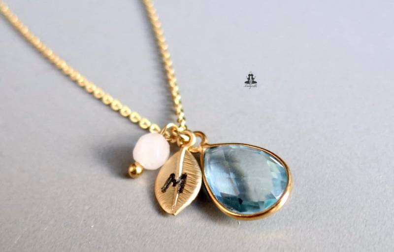 Personalisierte Kette Topas Vergoldete Sterling Silber Halskette Mit Initial von Ladyville