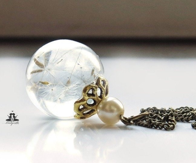 Kette Pusteblume Perle Glücksbringer Bronzefarbene Vintage Style Ein Florales Geschenk Für Sie Frau Freundin Mutter Schwester von Ladyville