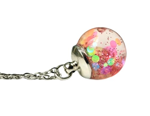 Ladyville Kette Glitzer Seifenblasen in Wasser wie eine Disco Kugel ein Geschenk für Sie Glaskugel Halskette als leuchtender Party Schmuck von Ladyville