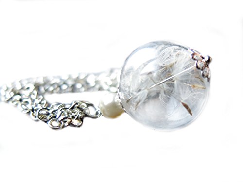 Ladyville Kette mit Anhänger - Echte Pusteblumen in Glaskugel - silberfarben von Ladyville
