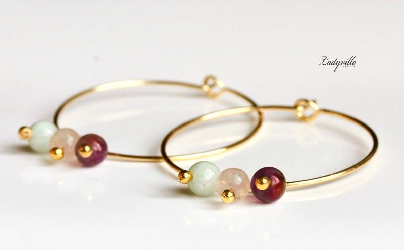 Personalisierbare Ohrringe Geburtsstein Creole/Personalisiertes Geschenk Für Sie Edelstein Minimalistisch Schmuck von Ladyville