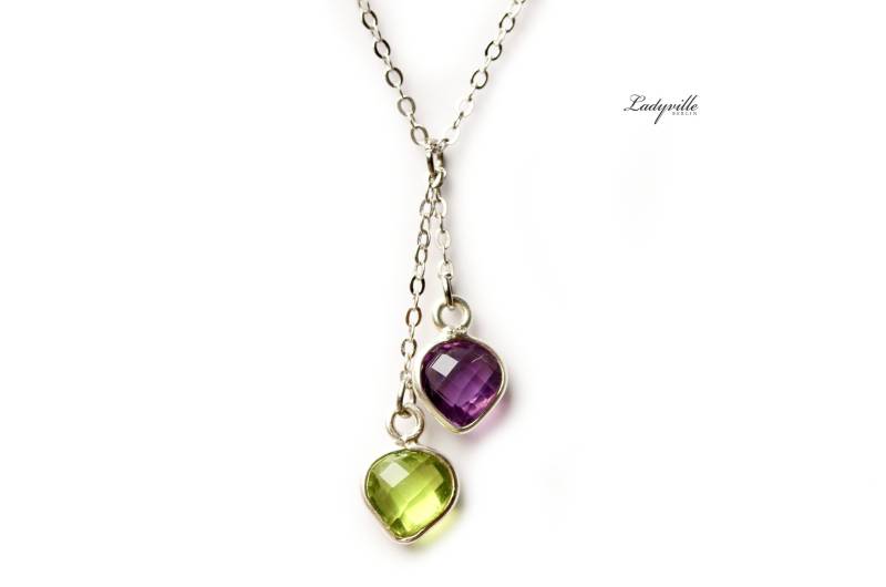 Personalisierte Kette Geburtsstein Familie/Personalisiertes Geschenk Für Sie Edelstein /Geburtstag Schmuck Layering von Ladyville