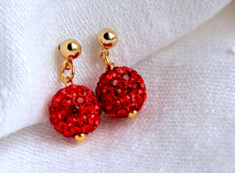 Ohrringe Weihnachten Weihnachtskugel Glitzer Ohrstecker in Verschiedenen Farben von Ladyville