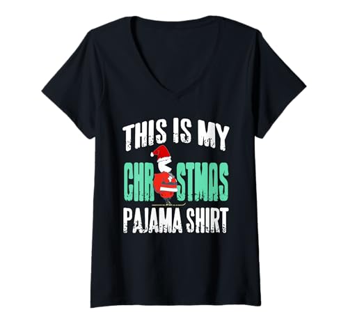 Damen Lustiges Weihnachtskostüm Humor für Feiertage T-Shirt mit V-Ausschnitt Damen Lustiges Weihnachtskostüm Humor für Feiertage T-Shirt mit V-Ausschnitt von Lächeln und Spaß an Festtagen