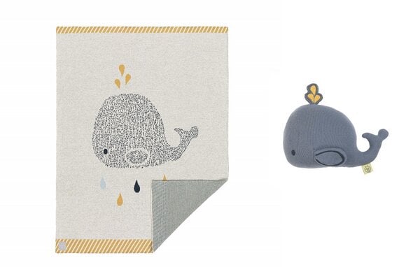 Lässig Fashion Geschenk Set zur Geburt: Baydecke Little Whale oder Little Swan und Kuscheltier von Lässig Fashion