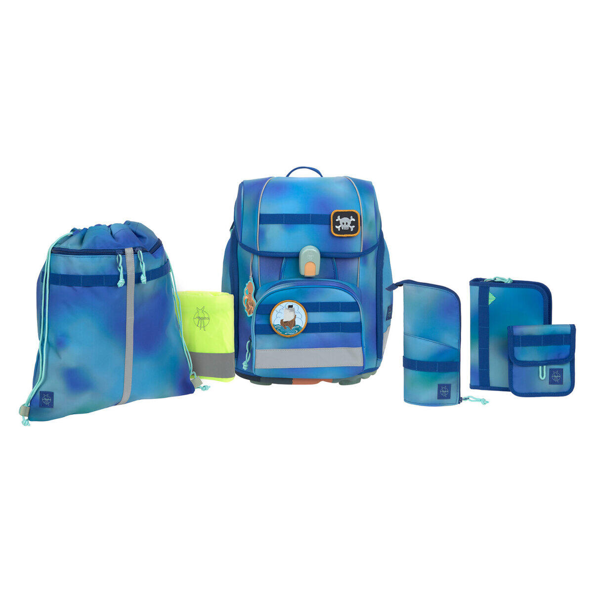 Lässig - Lässig Boxy - Unique Gradient Grün Blau Set 7-teilig Schulranzen von Lässig