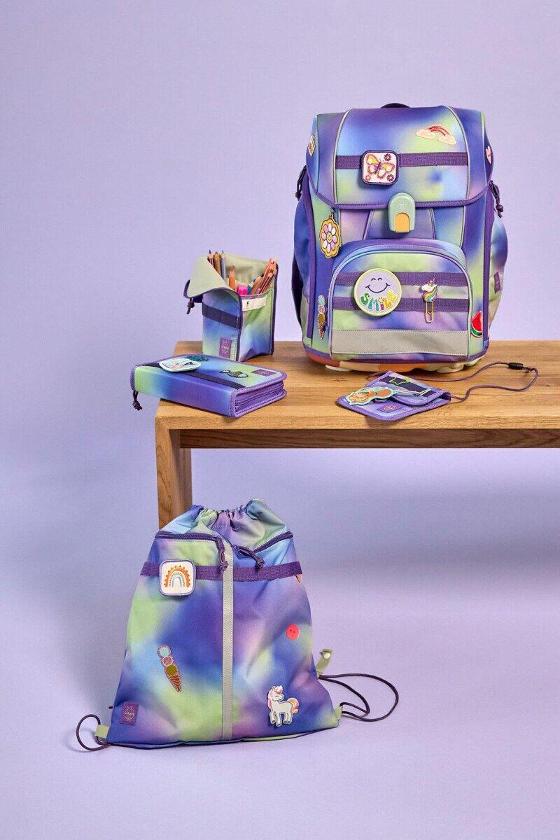 Lässig - Lässig Boxy - Unique Gradient Lila Grün Set 7-teilig Schulranzen von Lässig