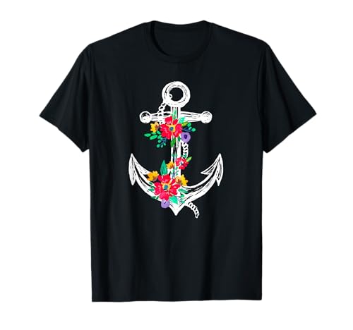 Anker Blumen Cooles Nautisch Super Mode-Look für Damen T-Shirt Anker Blumen Cooles Nautisch Super Mode-Look für Damen T-Shirt von Lässige Tägliche Verschleiß Damen Co.